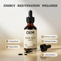 Gouttes de Shilajit de l'Himalaya en marque privée OEM, 60 ml, extrait liquide ultra-premium, complément énergétique