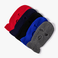 Gorro de punto de tres agujas de moda para comercio exterior, de Spandex/Poliéster, tipo pasamontañas, para ciclismo, resistente al frío, con logo bordado, unisex, para exteriores.
