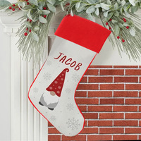 Chaussettes de Noël en peluche rennes du Père Noël, garniture en fausse fourrure tissée, sac magique pour enfants, à suspendre au foyer, pour le rangement de cadeaux, 24 pouces, rouge