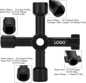 مخصص عالمي عبر مفتاح 4 اتجاهات المبرد مفتاح سبائك الزنك فتح مفتاح لصمام عداد المياه خزانة صندوق كهربائي خزانة - Product Image 3