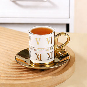 طقم فناجين قهوة سيراميك فاخر على الطراز الأوروبي الحديث، مطلي بالذهب، يتكون من <span class=keywords><strong>6</strong></span> فناجين قهوة و<span class=keywords><strong>6</strong></span> صحون، هدية للشرق الأوسط، طقم من 12 قطعة في علبة هدايا - Product Image 4