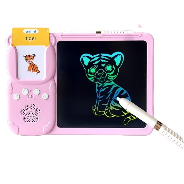Kids Preschool Learning Animal Emotion Educational Toys Cognitive Cards LCD Writing Tablet Flash Card
