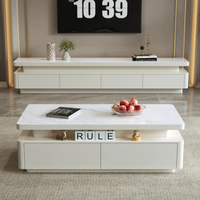 Table basse moderne en marbre et bois, meuble TV sur pied avec rangement double couche, convertible, pour salon domestique