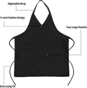Delantal Personalizado Unisex con Cuello en V Beckon, Delantal <span class=keywords><strong>de</strong></span> Camarero con 2 Bolsillos, Delantal Largo con Lazo en la Cintura Ajustable, Delantal <span class=keywords><strong>de</strong></span> Bistro - Product Image 2