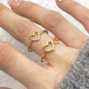 Anillo de Corazón Simple Chapado en Oro de 18K a la Moda, Resistente al Agua, para Mujer - Product Image 6