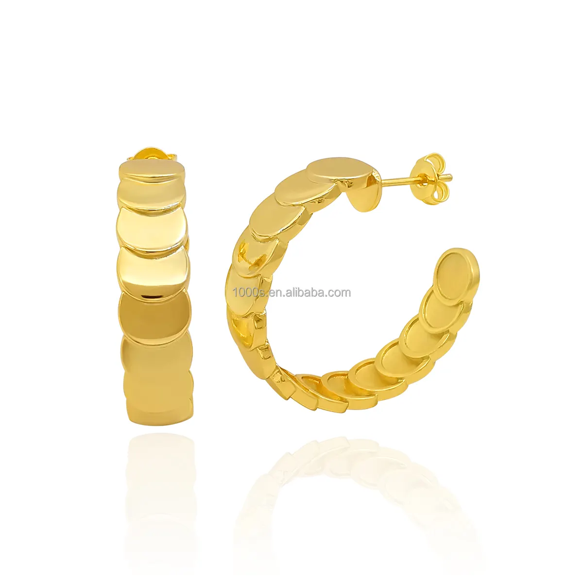 Ingrosso gioielli di moda 18k oro placcato ottone Chunky orecchini a forma di grande C per le donne