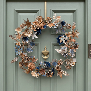 Guirnalda Redonda Decorativa de Metal Hecha a Mano, Flores Vintage, Adorno Navideño para Colgar en la Pared, Paquete Individual - Product Image 4