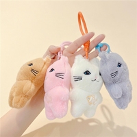 Porte-clés en peluche chat kawaii avec poisson, petit animal en peluche, pendentif de sac à dos, jouet doux pour enfant, vente en gros