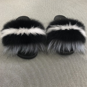 Zapatillas suaves y cómodas para mujer, pantuflas deslizantes de piel de mapache natural, zorro, para verano, venta al por mayor - Product Image 5