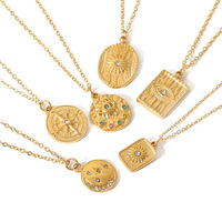 Collier pendentif en zircon incrusté de grain de lave en acier inoxydable plaqué or de style rétro français Chaînes de design de mode pour femmes