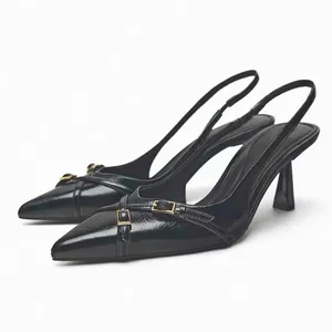 Sepatu mewah wanita hak tinggi sepatu wanita ujung runcing Slingback sandal mulut dangkal sepatu wanita sandalias feminina salto