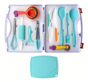 Custom New 21 Pcs <b>Kitchen</b> Tools-<b>Kids</b> Cooking <b>Sets</b> Knife <b>Set</b> Toddler Utensils With Knives Crinkle Cutter Cutting Board - Product Image 1