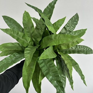 Meng Jie Artificial Bird's Nest Fern 30cm-100cm PVC Foliage Plant <b>Wall</b> Floor Decor Greenery - Product Image 3