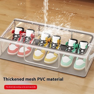 Kotak penyimpanan sepatu rumah tangga Modern transparan <span class=keywords><strong>PVC</strong></span>, rak sepatu plastik dengan bingkai baja tebal dan dapat dilipat - Product Image 3
