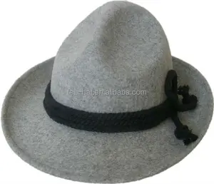 Mix grey German wool felt hat bavarian style with rope
