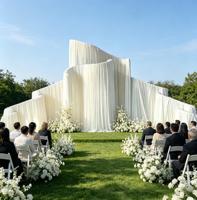 Arche de mariage en métal blanc personnalisable, cadre de toile de fond, accessoires de mariage réutilisables pour la décoration de banquets et de fêtes