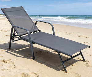 Chaise longue portable en acier gris avec accoudoirs et siège en maille respirante pour la plage, le spa, la piscine et le <span class=keywords><strong>bain</strong></span> <span class=keywords><strong>de</strong></span> <span class=keywords><strong>soleil</strong></span> – Vente chaude directe usine - Product Image 2