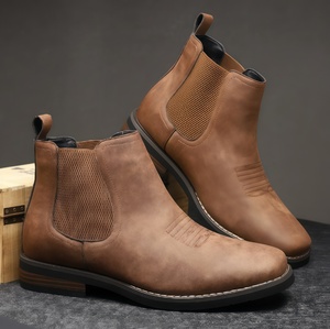 <span class=keywords><strong>Botas</strong></span> Chelsea Vintage para Hombre, de Piel Sintética, Punta Cuadrada, Estilo Británico, Otoñales, Modernas, Casuales, Antideslizantes - Product Image 1
