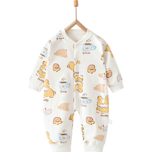 Combinaison Bébé Nouveau-né Printemps Automne en Coton, Barboteuse à Boutons Pression Manches Longues, Respirante et Sans Coutures - Product Image 4