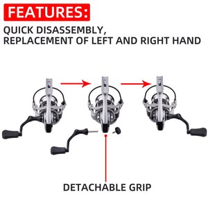 Moulinet de pêche spinning WildTrek 1000-4000, rapport de transmission 5.2:1, bobine en alliage CNC, démontage rapide, pour droitier, protection de ligne - Product Image 6