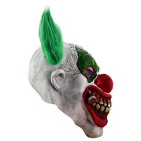 Vente en gros de masque de clown en silicone latex pour adultes pour fête d'halloween Cheveux verts amusants et crocs à grande bouche Caractéristiques réalistes
