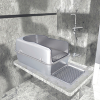 Bac à litière carré automatique en acier inoxydable de qualité supérieure, nettoyage facile, adapté au sable, accessoire de toilette confortable