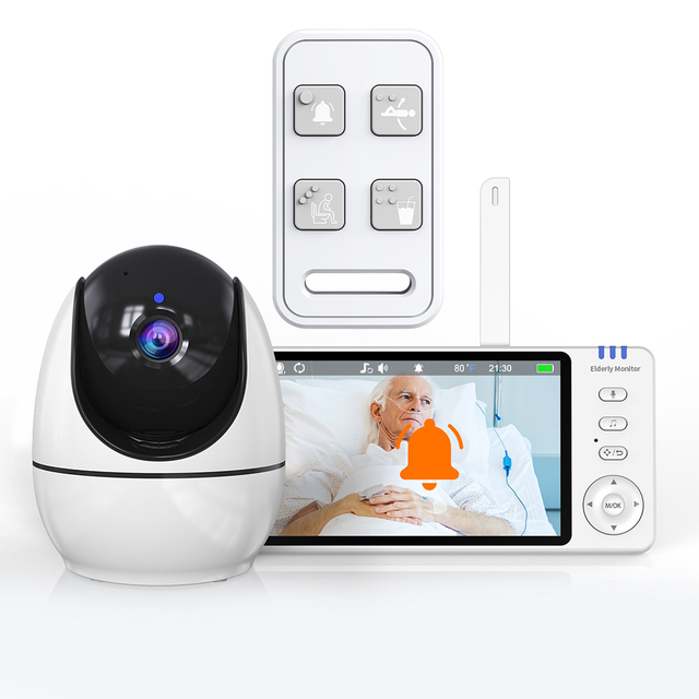 Baby Elderly Monitor Camera Wireless With Alarm Button Call Assistance Two Way Audios With Handle