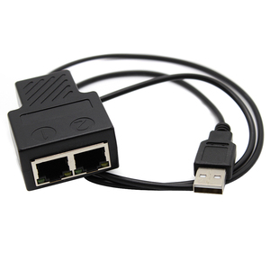 Divisor Ethernet RJ45 de 1 a 2 Salidas con Cable de Alimentación USB, Compatible con Dos Dispositivos que Funcionan Simultáneamente - Product Image 1