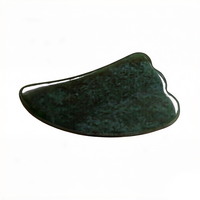 Outil de massage facial en jade néphrite vert foncé à surface lisse, outil de grattage Gua Sha à bords lisses pour le drainage lymphatique, utilisation sur tout le corps