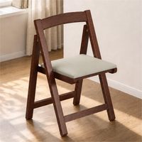 Chaise pliante en bois avec assise rembourrée, portable et empilable, en bois massif, idéale pour les mariages, événements et bureaux.