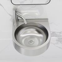 Lavabo mural triangulaire moderne en acier inoxydable 304 pour salle de bain, idéal pour petit appartement, usage domestique, balcon extérieur, facile à nettoyer