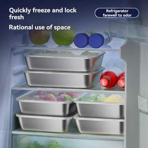 Plateau à pain pour la préparation des aliments au four pour mariner la viande Cookie Grille-pain Pan en acier inoxydable Rectangle Plaque de cuisson avec couvercle - Product Image 4