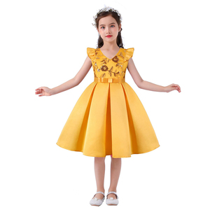European Style Girls Pageant Gown One Shoulder Flying Sleeve Sequin Tulle Dress Children Birthday Party Dress - Product Image 4