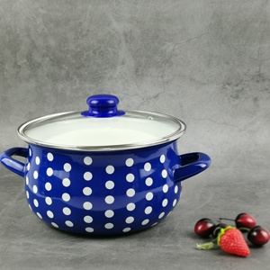 Ensemble de casseroles en émail rouge à pois rétro, empilables, avec couvercles, pour la cuisine - Product Image 6