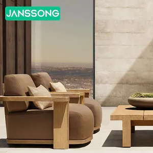 New Design Modern Luxury Waterproof Garden Sofa Set For Outdoor Furniture - Fashionable Patio Wooden Sofa For Hotel Villa Use