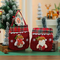 Bolsa de Mano Creativa de Papá Noel, Bolsa de Regalo con Forma de Manzana Navideña, Decoración Pintada con Forma de Árbol, Suministros para Niños