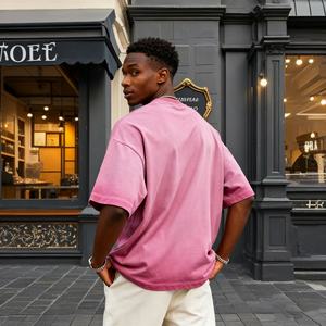 TKAN632D เสื้อยืดแฟชั่นผู้ชายมาใหม่ ขายส่ง เสื้อยืดโอเวอร์ไซส์ลำลอง ผ้าหนา 100% ผ้าฝ้าย เสื้อยืดวินเทจแบบเรียบ - Product Image 2