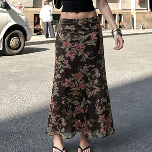 Nouvelle jupe midi en maille droite, imprimé floral vintage chinois, légère et luxueuse, polyvalente, élégante, flatteuse, tendance et décontractée - Product Image 3