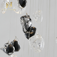 Lustre LED en verre personnalisé de décoration de salle de banquet de villa de hall d'hôtel d'intérieur de conception moderne