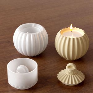 Moule en silicone pour pot en résine avec couvercle, boîte de rangement pour bougies, moule de moulage en résine époxy pour la fabrication de conteneurs, moules en béton, décoration - Product Image 1