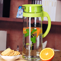 Ensemble Ménager d'Été Carafe d'Eau Froide en Verre Simple Service Théière en Verre 1.2L Carafe à Eau Froide Tasse à Eau 250ML Lot de 5 Pièces