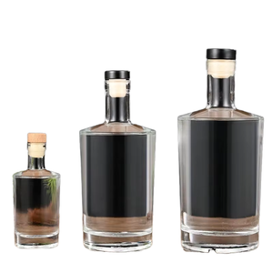 Botella de Vidrio Vacía de Alta Claridad con Tapón de Corcho Negro de 750ml para Whisky, Ginebra, Vodka, Brandy, <span class=keywords><strong>Ron</strong></span> y Licores - Product Image 4