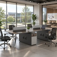 Estación de Trabajo Ergonómica Convertible en Forma de L con Pantalla de Privacidad Gruesa y Ecológica para Oficina Modular
