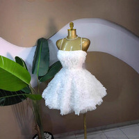 Robe mini florale 3D pour femmes, bretelles spaghetti, dos lacé, robe de princesse moelleuse pour soirée, mode féminine