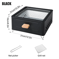 Barbecue carré au charbon de bois, table brasero, portable, pour extérieur, camping, jardin