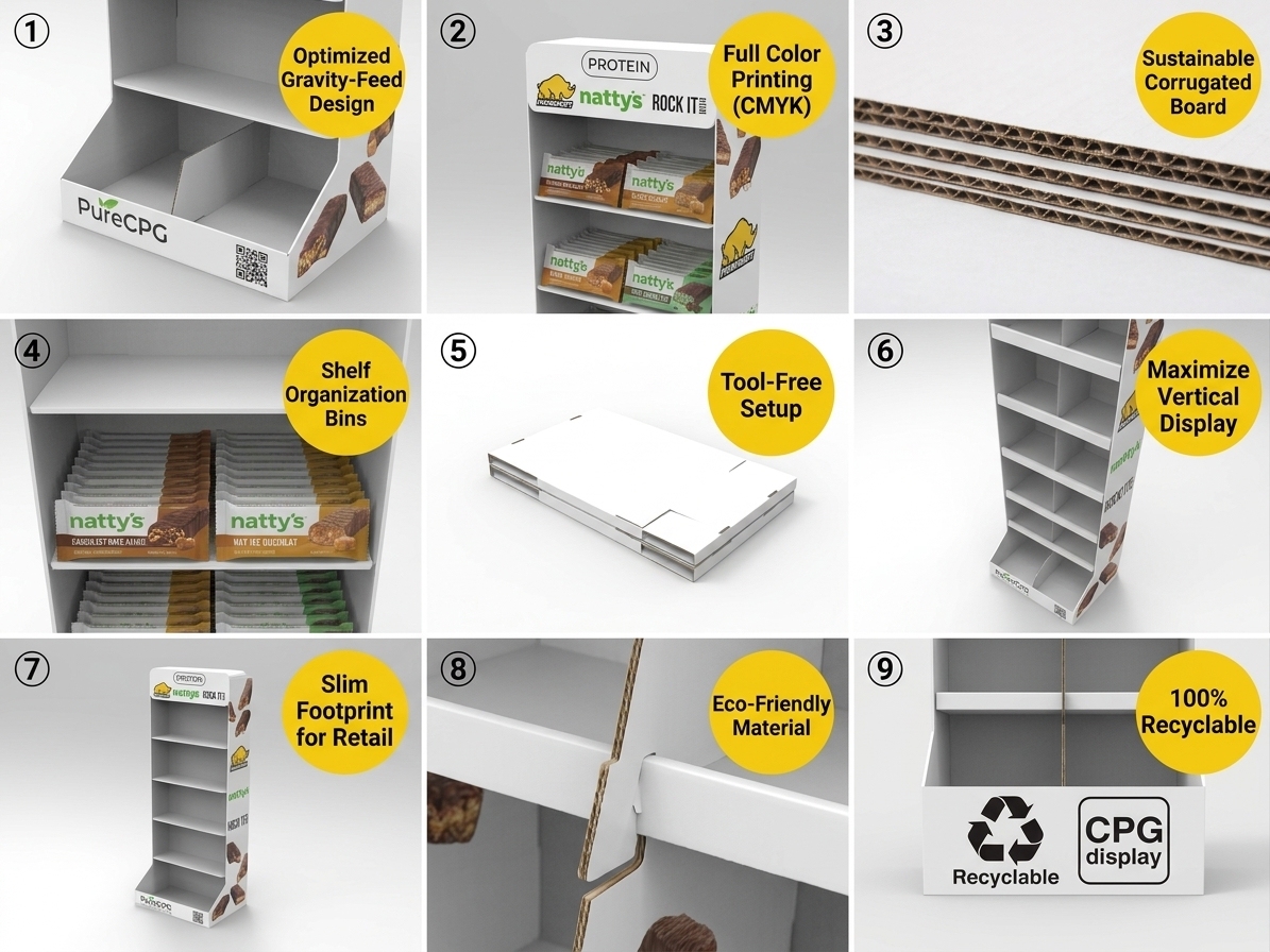 Wholesale Custom Floor Standing PVC Display Stand Healthy Food Snack Display Rack Retail Store Waterproof Display Shelf Apache — view 5