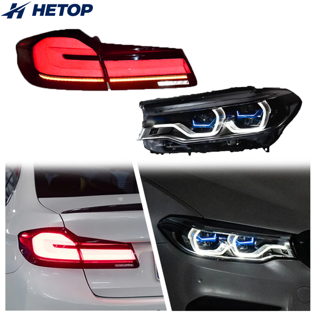 HETOP G30 Headlight Dual Color G30 Taillight 2018-2020 5 Series Set Custom Upgrade Ikon Style LED DRL Lamp Plug and Play for BMW