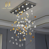 Lustre LED en verre personnalisé de décoration de salle de banquet de villa de hall d'hôtel d'intérieur de conception moderne