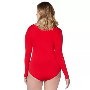 Combinaison en nylon personnalisée Under Lulu pour femme, costume d'Halloween rouge, body à manches longues, décontracté, hiver, grande taille, tendance - Product Image 3