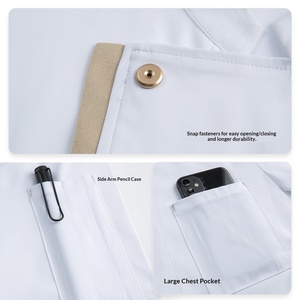 Tenue de travail pour <span class=keywords><strong>chef</strong></span> d'hôtel, manches courtes, été, fine, respirante, polyester gaufré, uniforme résistant à la saleté pour hommes, restauration, <span class=keywords><strong>cuisine</strong></span> - Product Image 4